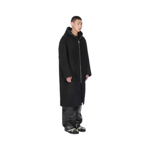 Rick Owens Concordians Gimp Mac Coat In Black Melton