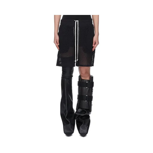 Champion X Rick Owens Shorts In Black Open Mesh Jersey