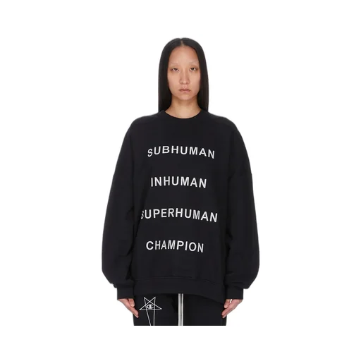 Champion X Rick Owens Jumbo Sweat In Black Compact Felpa Jersey