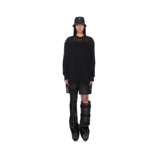Champion X Rick Owens Shorts In Black Open Mesh Jersey