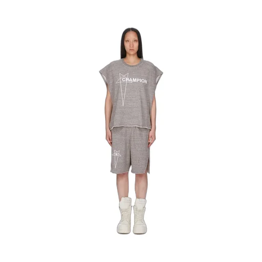Champion X Rick Owens Beveled Pods In Grey Melange Melange Felpa Jersey