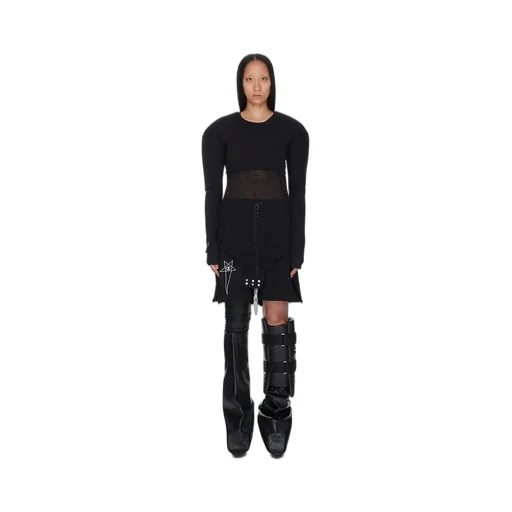 Champion X Rick Owens Girdered Cropped Harness In Black Cotton Jersey