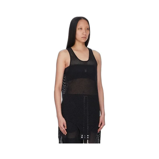 Champion X Rick Owens Basketball Tank In Black Open Mesh Jersey