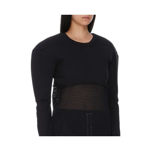Champion X Rick Owens Girdered Cropped Harness In Black Cotton Jersey