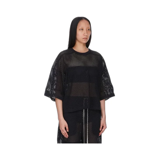 Champion X Rick Owens Tommy T Cropped In Black Open Mesh Jersey
