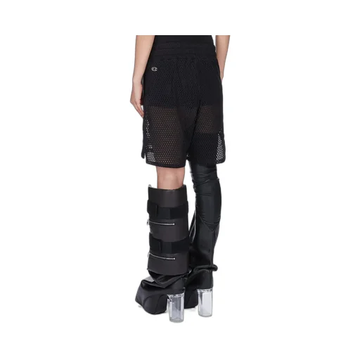 Champion X Rick Owens Shorts In Black Open Mesh Jersey