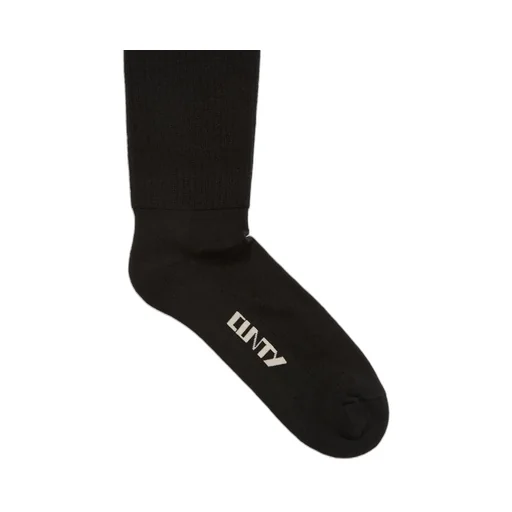Drkshdw Concordians Cunty Knee High Socks In Black/Pearl Cotton Knit