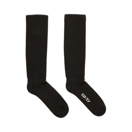 Drkshdw Concordians Cunty Knee High Socks In Black/Pearl Cotton Knit