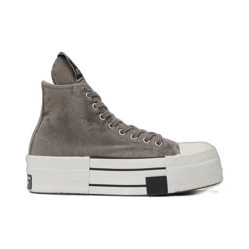 Converse X Drkshdw Dbl Drkstar Hi In Overdyed Canvas In Concrete