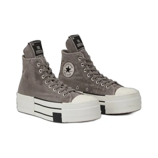 Converse X Drkshdw Dbl Drkstar Hi In Overdyed Canvas In Concrete