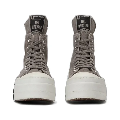 Converse X Drkshdw Dbl Drkstar Hi In Overdyed Canvas In Concrete