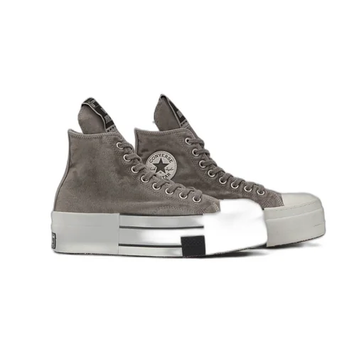 Converse X Drkshdw Dbl Drkstar Hi In Overdyed Canvas In Concrete