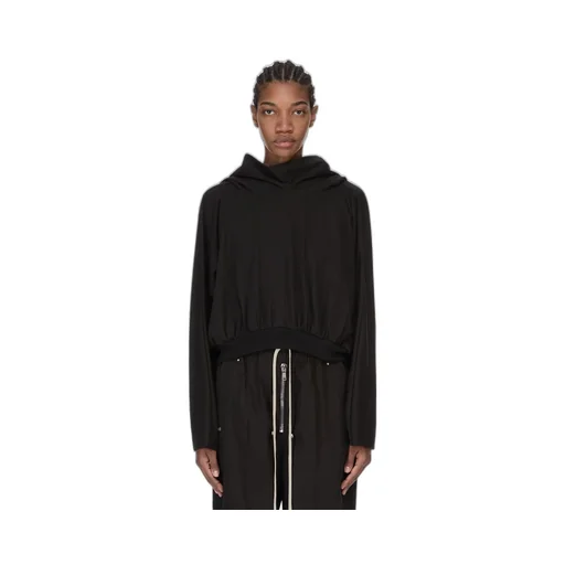 Drkshdw Temple Cropped Hooded Top In Black Medium Weight Cotton Jersey