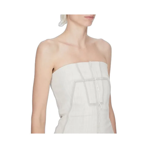 Drkshdw Temple Bustier Top In Milk Wash Stretch Denim