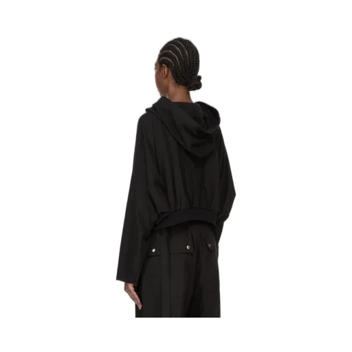 Drkshdw Temple Cropped Hooded Top In Black Medium Weight Cotton Jersey
