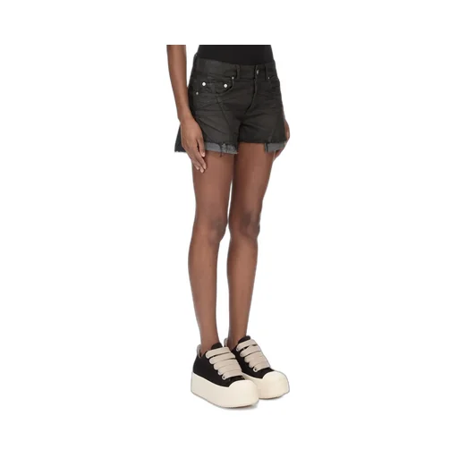 Drkshdw Temple Lana Cut Offs In Black 8Oz Deep Black Denim