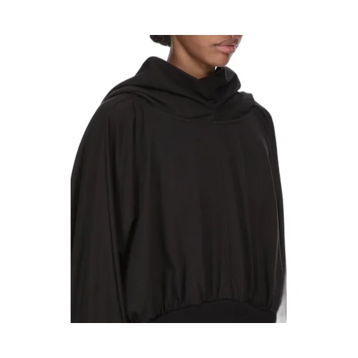 Drkshdw Temple Cropped Hooded Top In Black Medium Weight Cotton Jersey