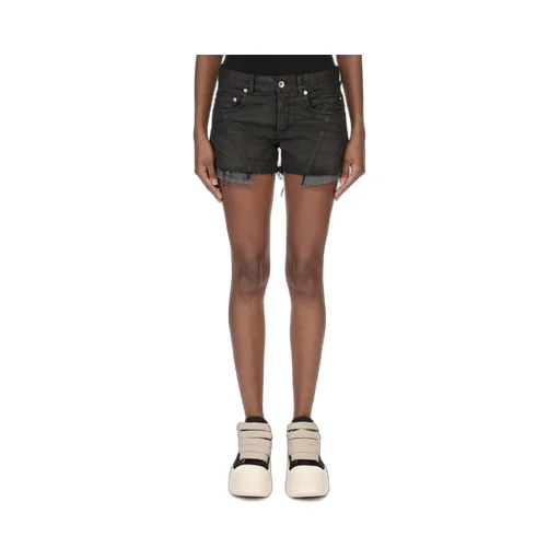 Drkshdw Temple Lana Cut Offs In Black 8Oz Deep Black Denim