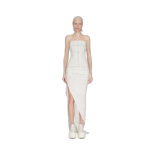 Drkshdw Temple Bustier Top In Milk Wash Stretch Denim
