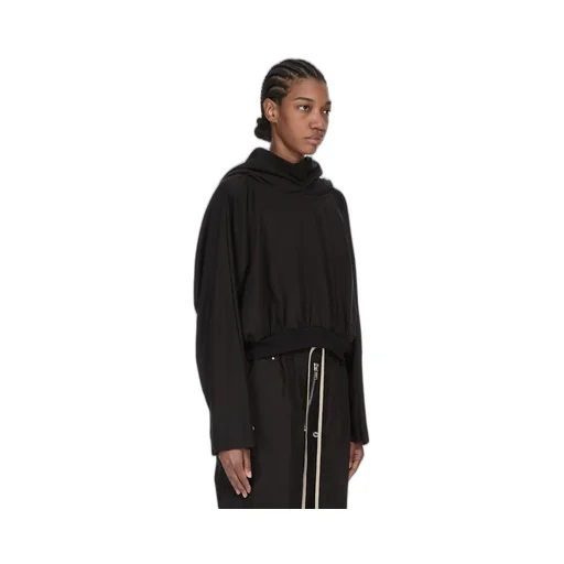 Drkshdw Temple Cropped Hooded Top In Black Medium Weight Cotton Jersey