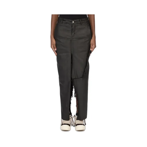 Drkshdw Temple Denim Sliced Skirt In Deep Black Stretch Denim
