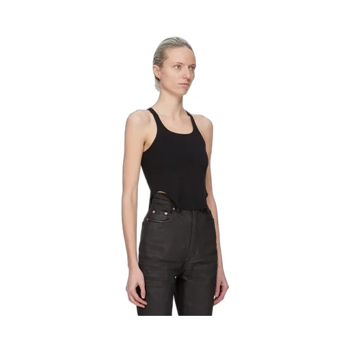Drkshdw Concordians Basic Rib Tank In Black Medium Weight Cotton Jersey