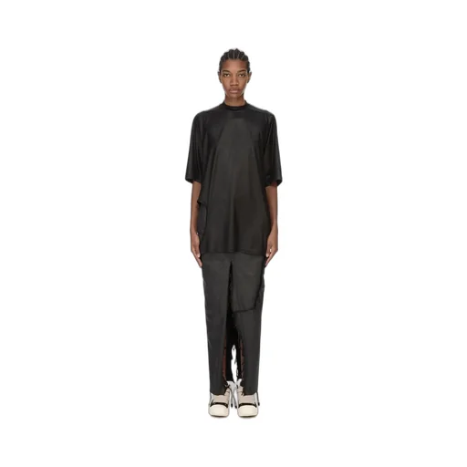 Drkshdw Temple Denim Sliced Skirt In Deep Black Stretch Denim