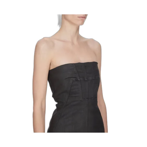Drkshdw Temple Sliced Bustier Dress In Deep Black Stretch Denim