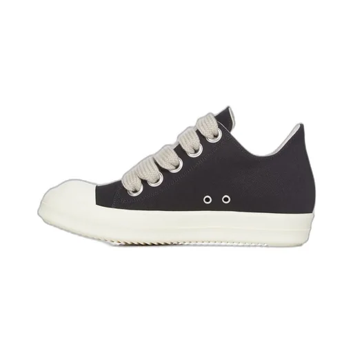 Drkshdw Temple Jumbolace Low Sneaks In Black/Milk/Milk 13Oz Overdyed Denim