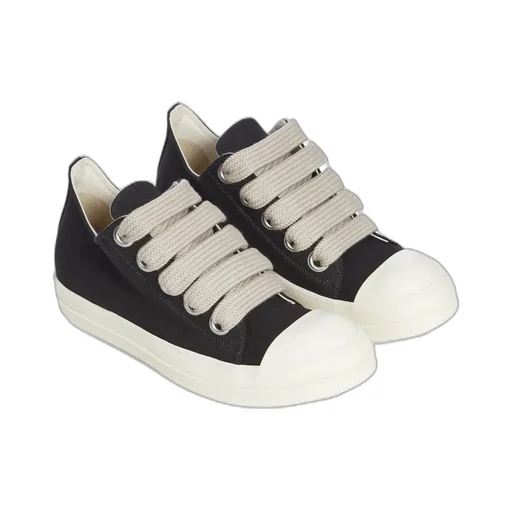 Drkshdw Temple Jumbolace Low Sneaks In Black/Milk/Milk 13Oz Overdyed Denim