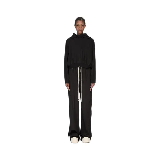 Drkshdw Temple Cropped Hooded Top In Black Medium Weight Cotton Jersey