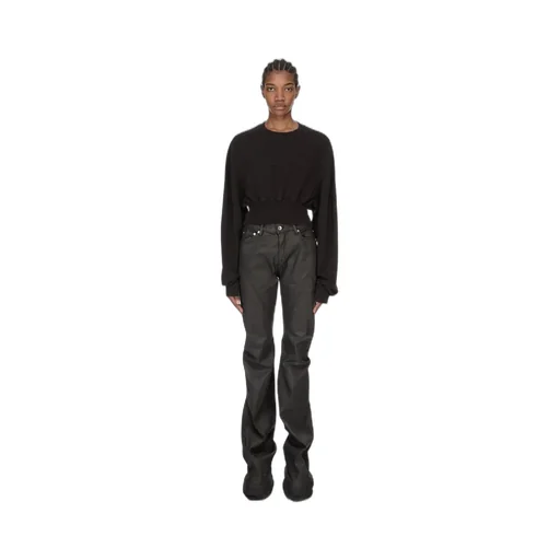 Drkshdw Temple Bias Bootcut In Black Deep Black Stretch Denim