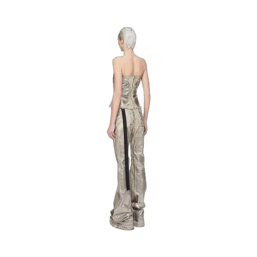 Drkshdw Concordians Bustier Top In Palladium Foil Stretch Denim