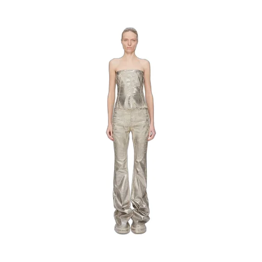 Drkshdw Concordians Bustier Top In Palladium Foil Stretch Denim