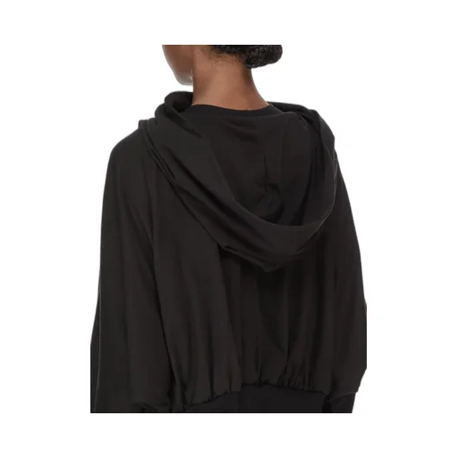 Drkshdw Temple Cropped Hooded Top In Black Medium Weight Cotton Jersey