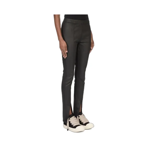 Drkshdw Temple Slit Front Legging In Black Deep Black Stretch Denim