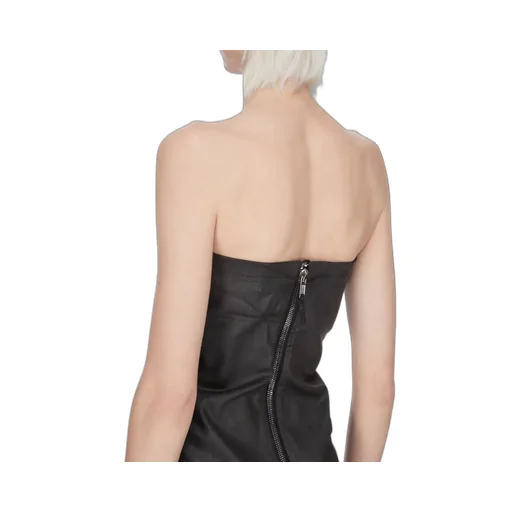 Drkshdw Temple Sliced Bustier Dress In Deep Black Stretch Denim
