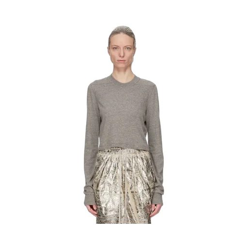 Drkshdw Concordians Ls Cropped Small Level T In Grey Melange Jersey
