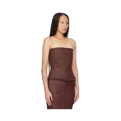 Drkshdw Concordians Bustier Top In Scab Wax Stretch Denim