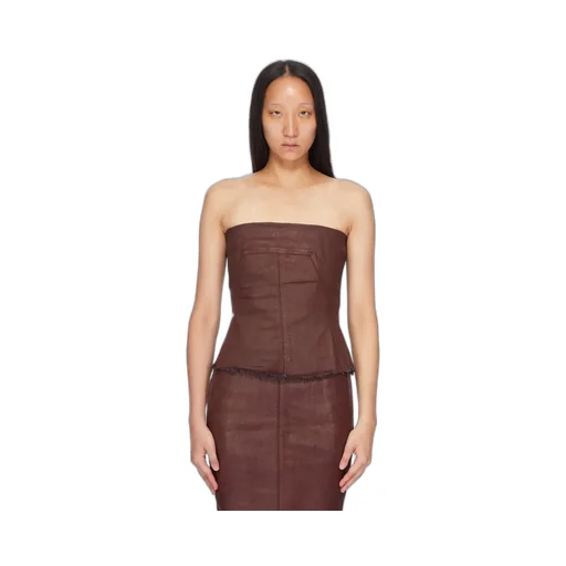 Drkshdw Concordians Bustier Top In Scab Wax Stretch Denim