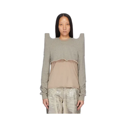 Drkshdw Concordians Cropped Tecsweat In Melange Grey Felpa Jersey