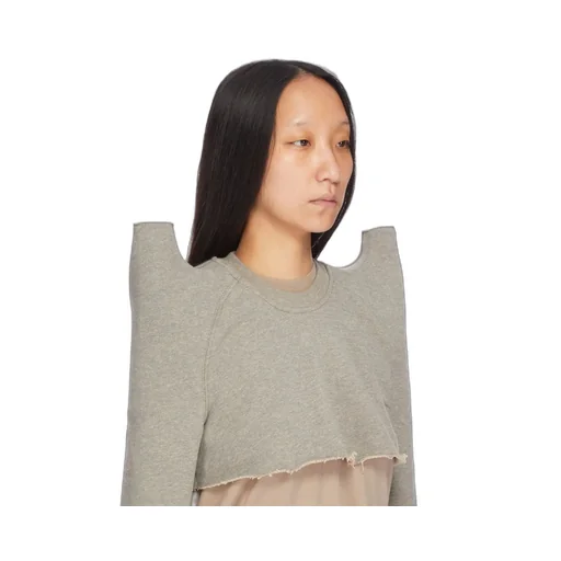 Drkshdw Concordians Cropped Tecsweat In Melange Grey Felpa Jersey