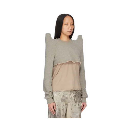 Drkshdw Concordians Cropped Tecsweat In Melange Grey Felpa Jersey
