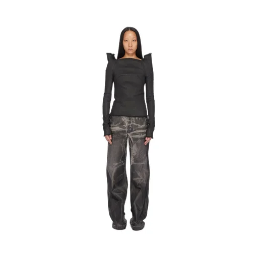 Drkshdw Concordians Tec Top In Black Wax Stretch Denim