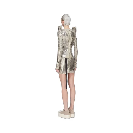 Drkshdw Concordians Tec Top In Palladium Foil Stretch Denim