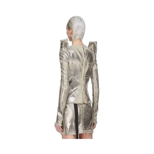 Drkshdw Concordians Tec Top In Palladium Foil Stretch Denim