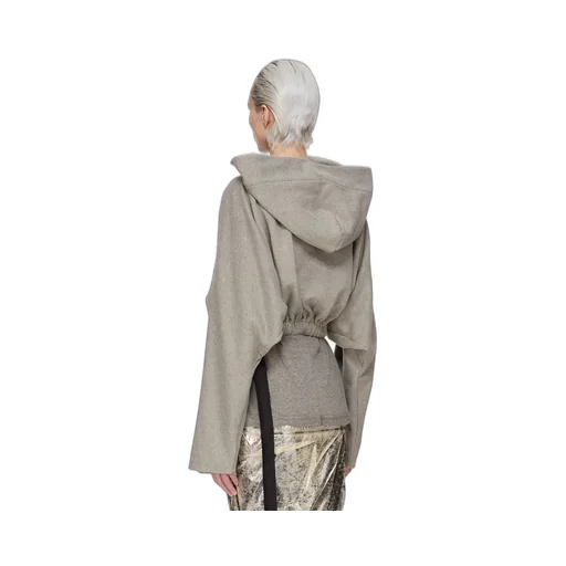 Drkshdw Concordians Cropped Hooded Tunic In Melange Grey Felpa Jersey