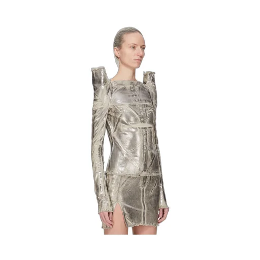 Drkshdw Concordians Tec Top In Palladium Foil Stretch Denim