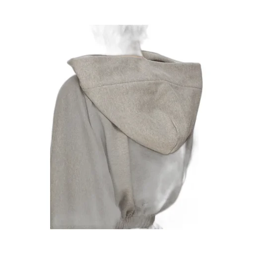 Drkshdw Concordians Cropped Hooded Tunic In Melange Grey Felpa Jersey