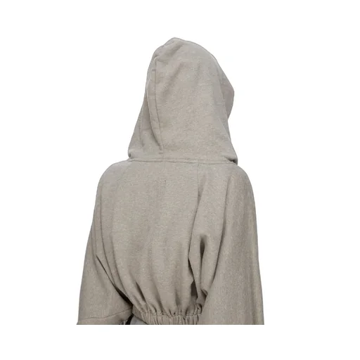 Drkshdw Concordians Cropped Hooded Tunic In Melange Grey Felpa Jersey